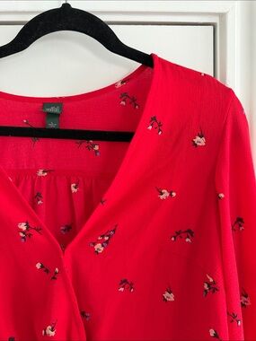 wild fable Bright Red Floral V-Neck Crop Top